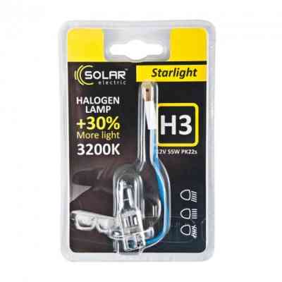 Автолампа SOLAR H3 12V 55W PK22s Starlight+30 (1203) Винница