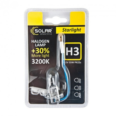 Автолампа SOLAR H3 12V 55W PK22s Starlight+30 (1203) Винница - изображение 2