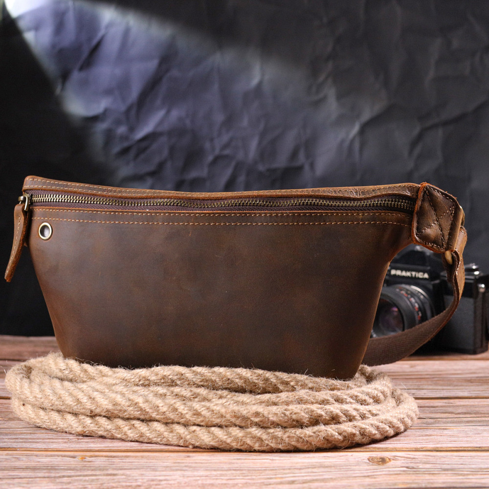 Винтажная поясная сумка из натуральной кожи 21294 Vintage Коричневая Киев - изображение 8