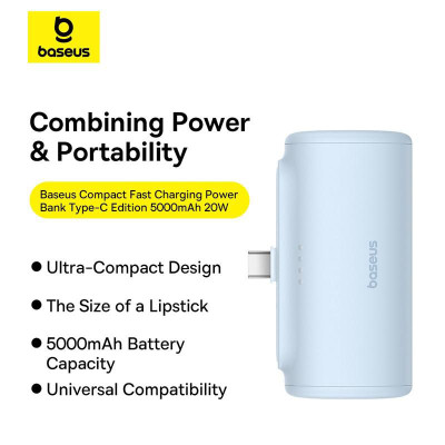 Батарея універсальна Baseus Compact 4900mAh 20W Lightning, Black (PPWC05I) (P10068304112-00) Вінниця - фото 2