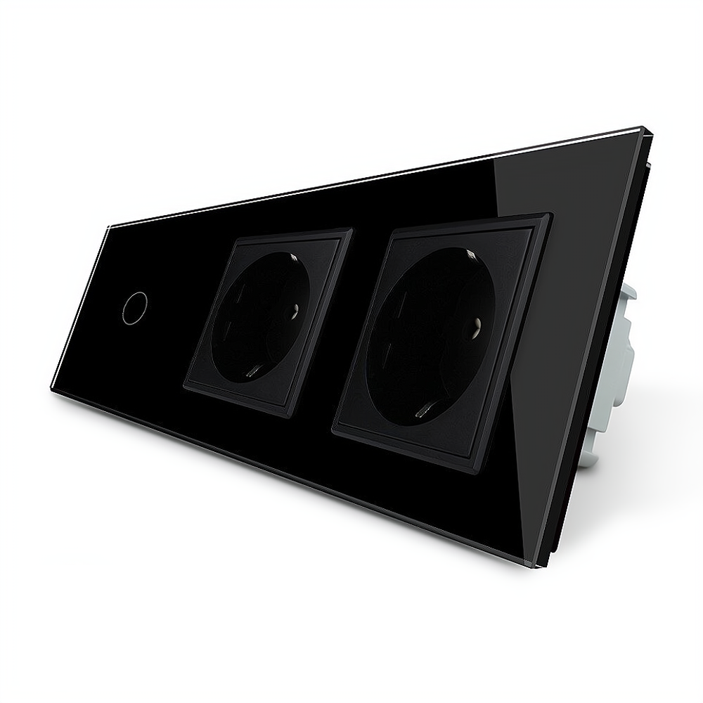 LIVOLO Розумний сенсорний ZigBee вимикач 1 сенсор 2 розетки Livolo чорний скло (VL-C701Z/C7C2EU Коломия - фото 2