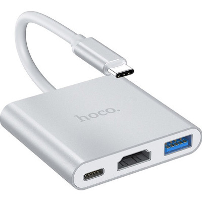 Концентратор HOCO USB-C to USB3.0+HDMI+PD HB14 Silver (6931474725790) Винница - изображение 4