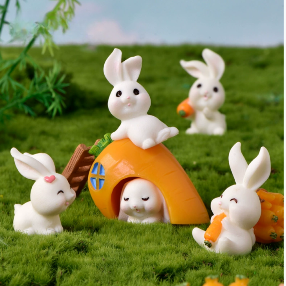 Набір фігурок зайчиків Морквяний Рай для мініатюри, декору, творчості 11 шт Одеса - фото 11