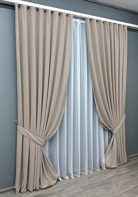 Комплект готовых штор VR-Textil Микровелюр Petek № 1828ш Таш 200х290 см 2 шт (32-151) Киев - изображение 3