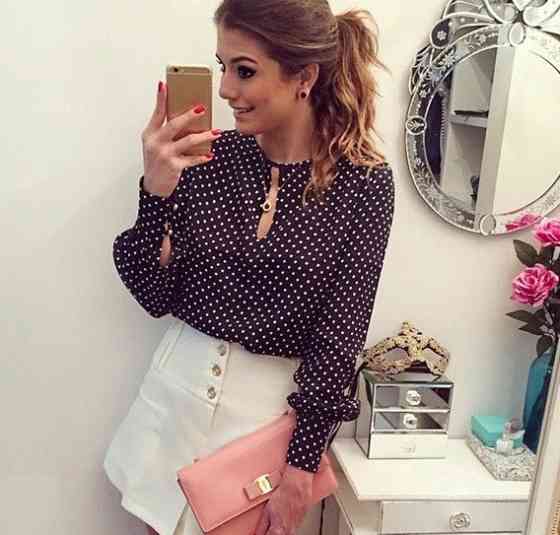 Жіноча блузка в горох чорно-білий Київ