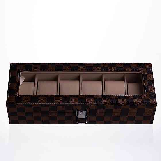 Скринька для годинників з екошкіри 6 відділень 31×11×7,5 см Коричневий Yiwu HP-5-14S Коломыя