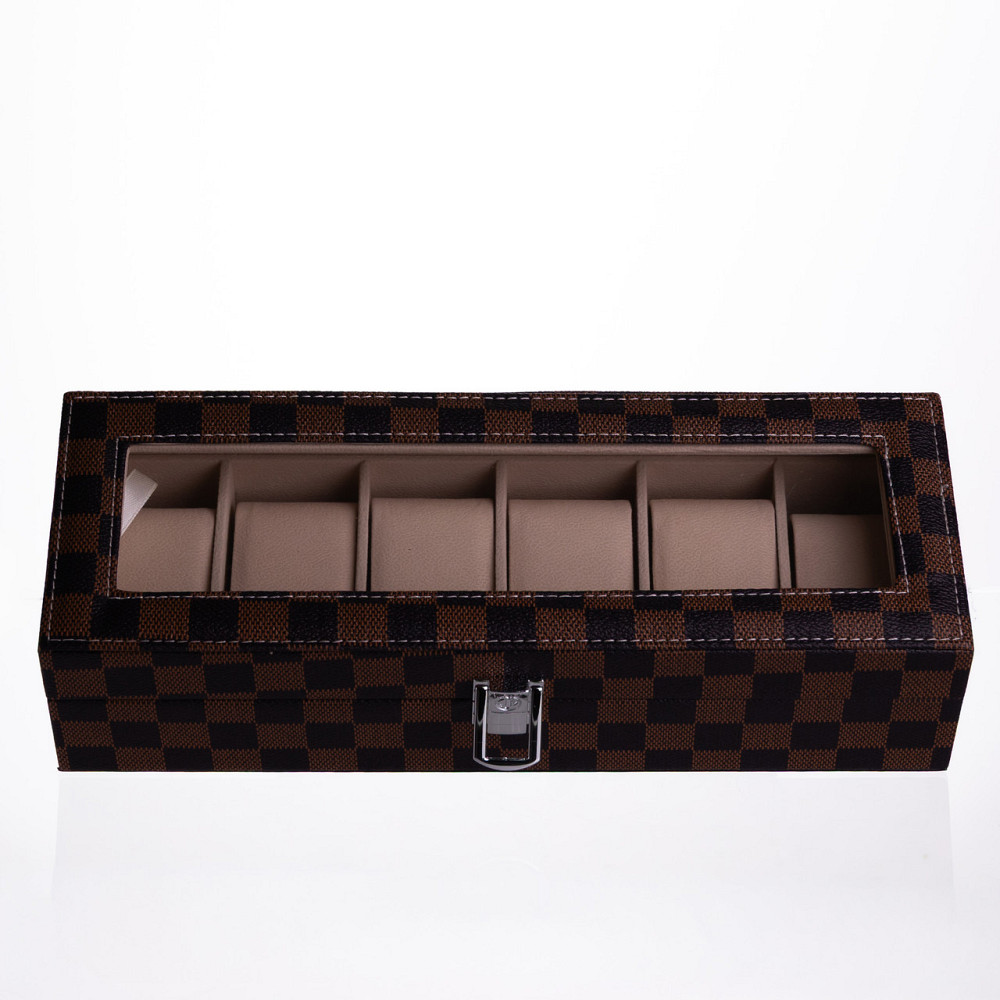 Скринька для годинників з екошкіри 6 відділень 31×11×7,5 см Коричневий Yiwu HP-5-14S Коломыя - изображение 2