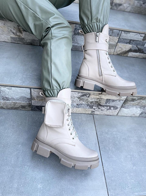 Черевики жіночі M.KRAFT бежеві натуральна шкіра висота 18см підошва 3см (K-60) Коломия - фото 10