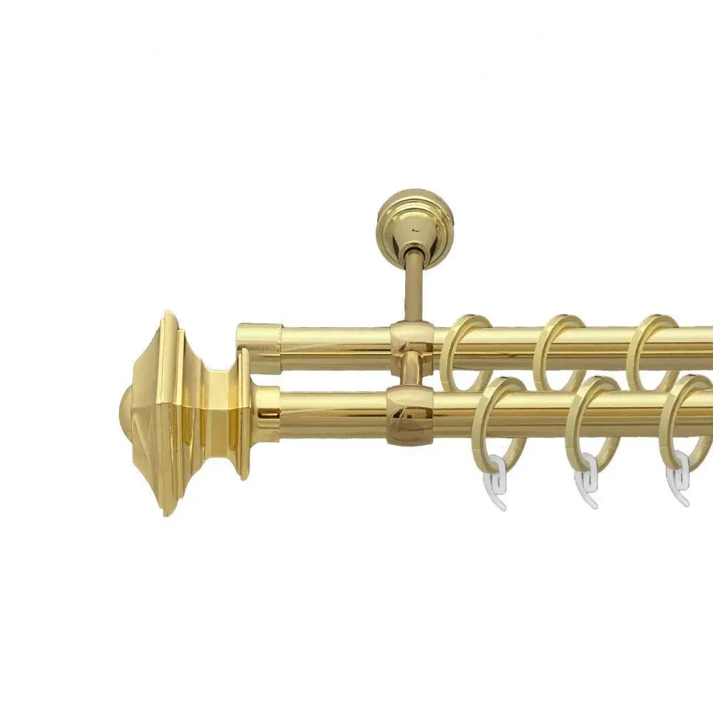 Карниз Orvit Етернія металевий дворядний відкритий гладка труба кільце металеве Золото 25\16 мм 160 см (00-00012734) Львів - фото 1