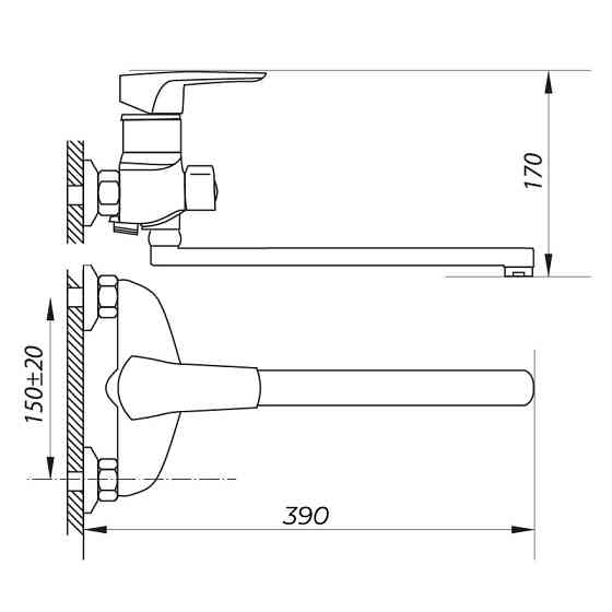 Смеситель для ванны Zerix NGB 279 с керамическим дивертором Харьков