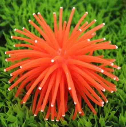 Декор для акваріума помаранчевий "Морський їжак" - діаметр 7см, силікон, безпечний для риб і креветок) Київ