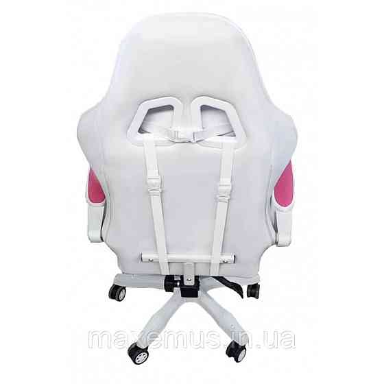 Геймерское раскладное кресло для девушек игровое для приставки стул компьютерный Bonro B 807 розовый с белым Мостиска