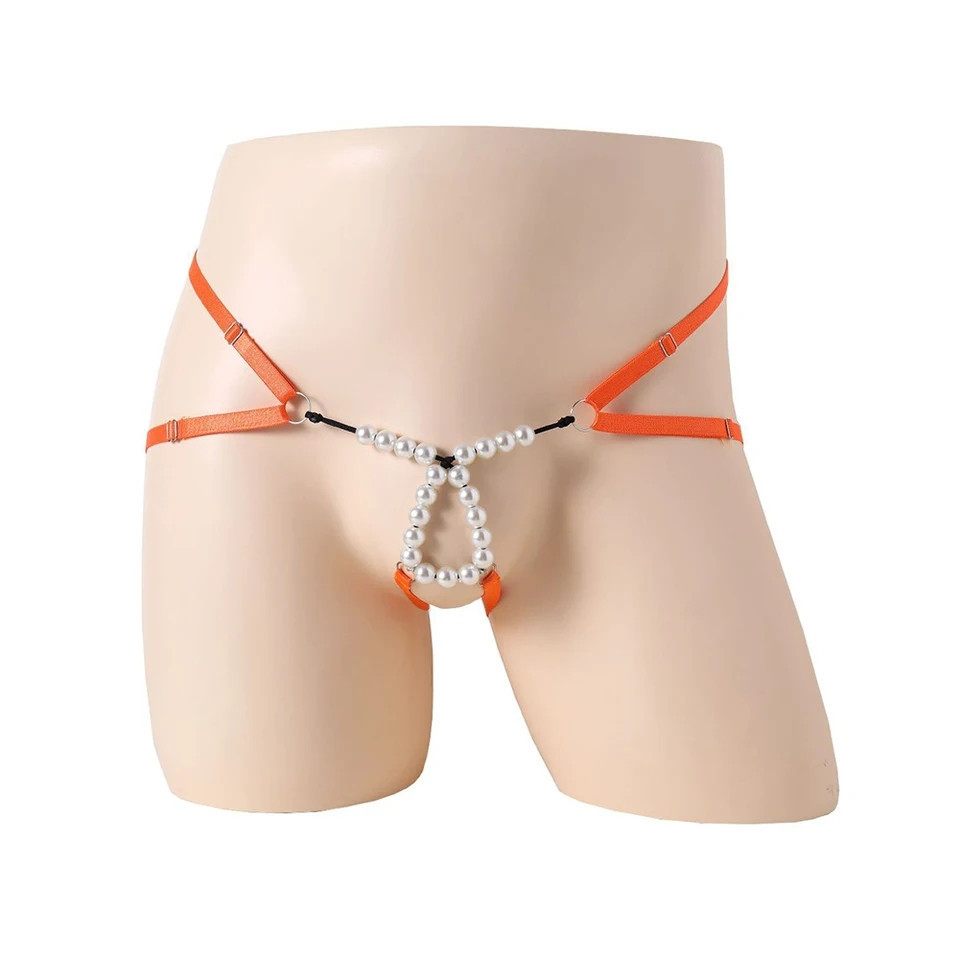 Стринги мужские с бусинками one size оранжевый Киев - изображение 1