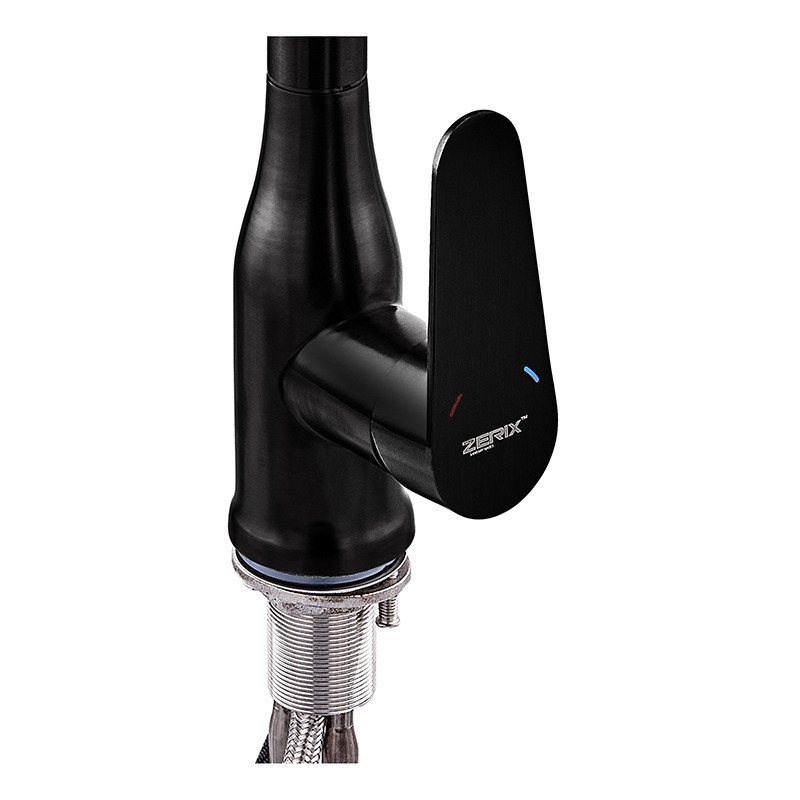 Кухонный смеситель Zerix PUL-014 с выдвижной лейкой, нержавеющая сталь SUS304, черный матовый ZX50 Харьков - изображение 3