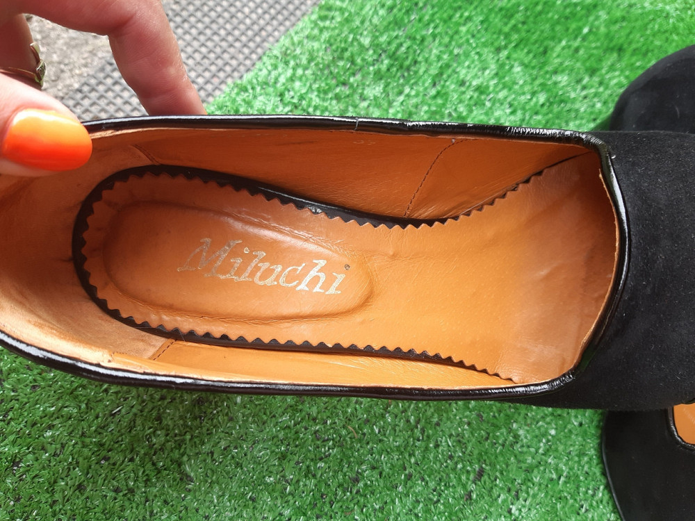 Женские туфли черные на каблуке Б/У 39 размер - по стельке 25см, натуральная кожа, каблук 6см Киев - изображение 3