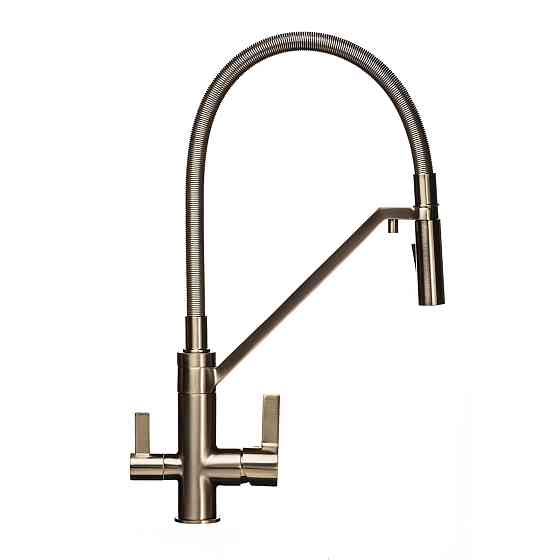 Змішувач  для кухні під осмос TOPAZ SARDINIA TS 8812-H24-PVD-S гнучкий вилив-душ, нікель.D35,TAQ-M10 Луцк