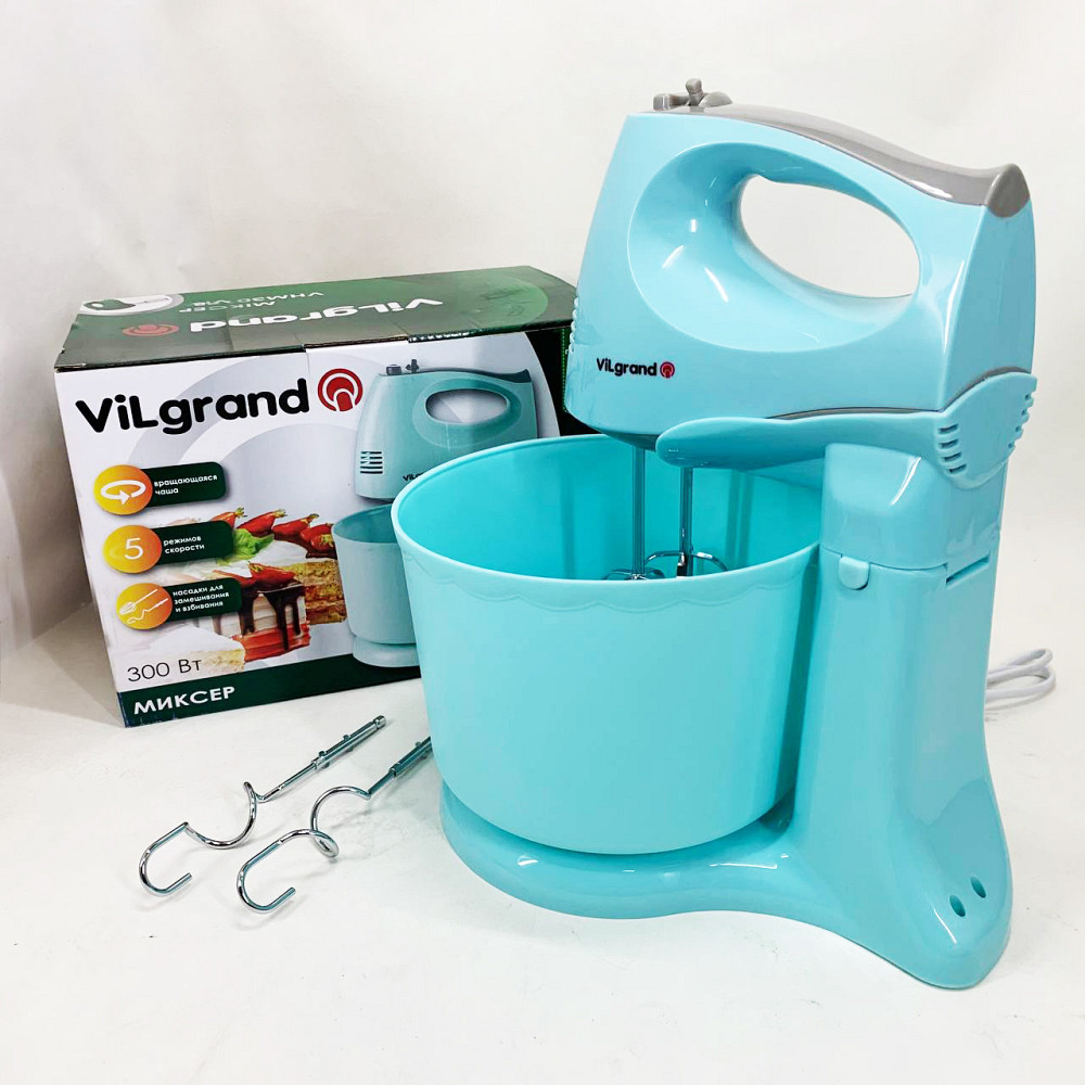 Кулинарный миксер ViLgrand VHM3017B 300Вт, Стационарный тестомес для дома, Стационарный миксер с чашей JD-84 Львов - изображение 19