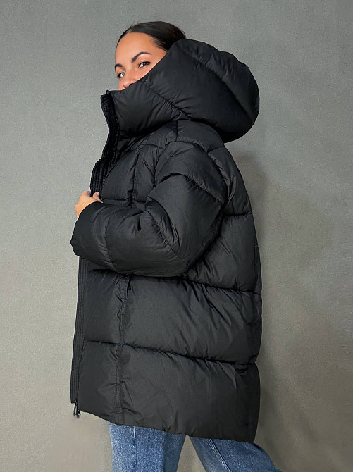 Куртка жіноча Lady Yep 10036 парка пуфер оверсайз з капюшоном чорна, чорний, 42 Київ - фото 6