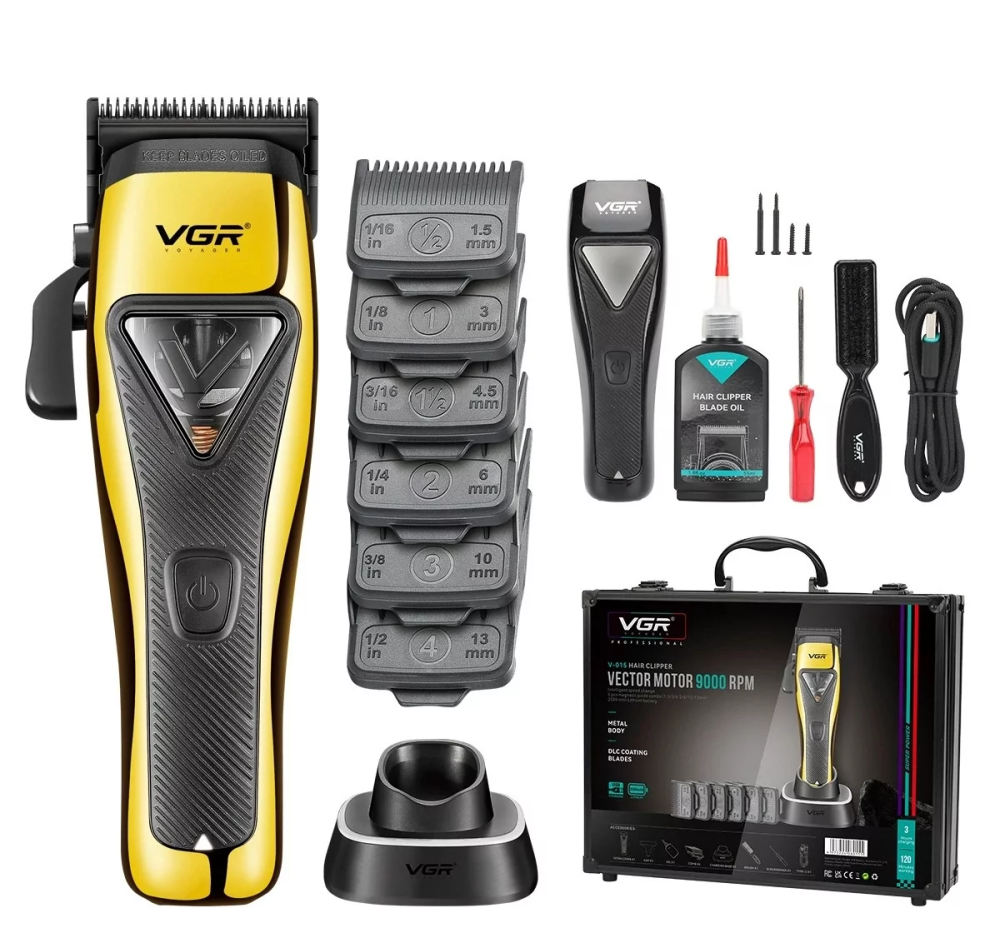 Професійна машинка для стрижки VGR V-015 Pro 7Вт 2500 мАг з насадками Київ - фото 1