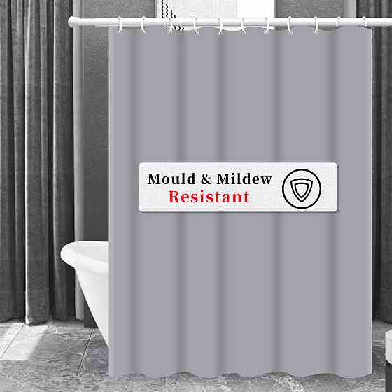 Шторка для ванной и душа с кольцами Bathlux 180x180 см водоотталкивающая,светло-серая Каменец-Подольский