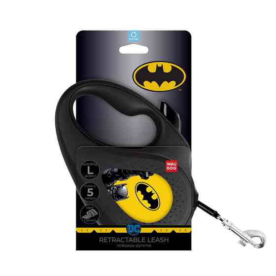 Повідець-рулетка для собак WAUDOG R-leash, малюнок "Бетмен Жовтий", L, до 50 кг, 5 м, світловід Коломия