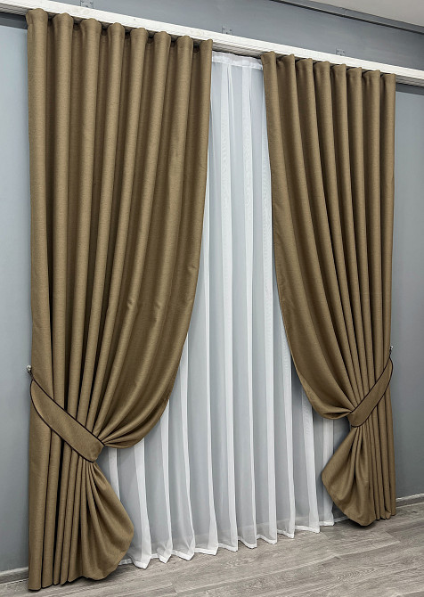 Комплект готових штор VR-Textil Блекаут двосторонній Eclipsе № 1795ш Мигдальний 200х270 см 2 шт (32-112) Київ - фото 11