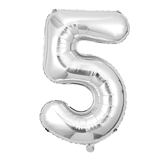 Воздушный шар в виде цифры 5 серебро,32 дюйма, фольгированый, для праздников для дня рождения, юбилеев, Каменец-Подольский