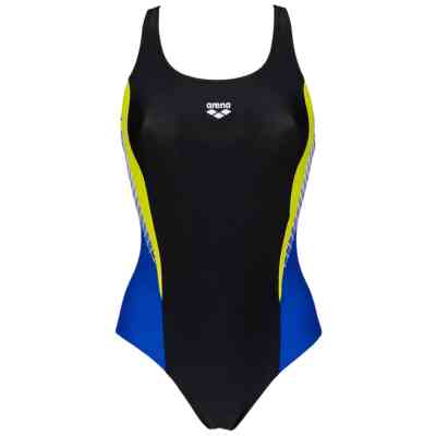 Купальник Arena Threefold V Back One Piece R 006483-780 Чорний/Жовтий/Блакитний 36 (3468336961094) Вінниця