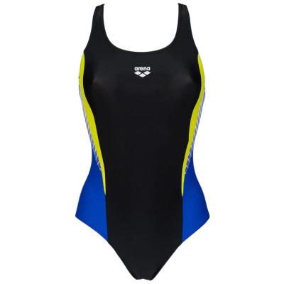 Купальник Arena Threefold V Back One Piece R 006483-780 Чорний/Жовтий/Блакитний 36 (3468336961094) Винница - изображение 1