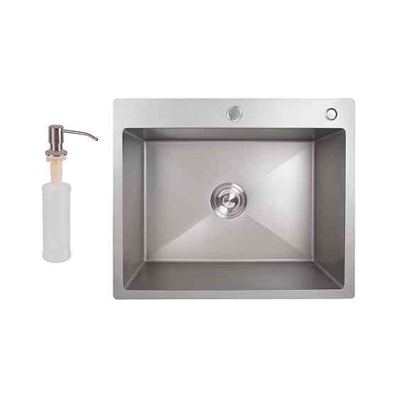 Мийка для кухні інтегрована Lidz Handmade H6050G (LDH6050GPVD43622) Brushed Grey PVD 3,0/1,0 мм Київ