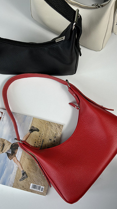 Женская кожаная сумочка, Стильная сумка из натуральной кожи, Маленькая красная сумка на плечеMasterSem Киев - изображение 4