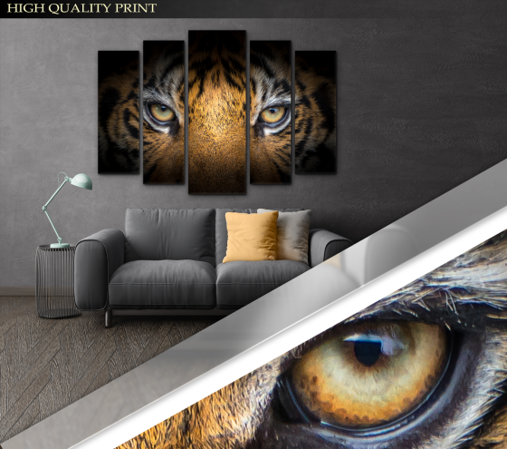 Модульна картина у вітальню / спальню Очі тигра Art-367_5 ( 80х118см ) Київ