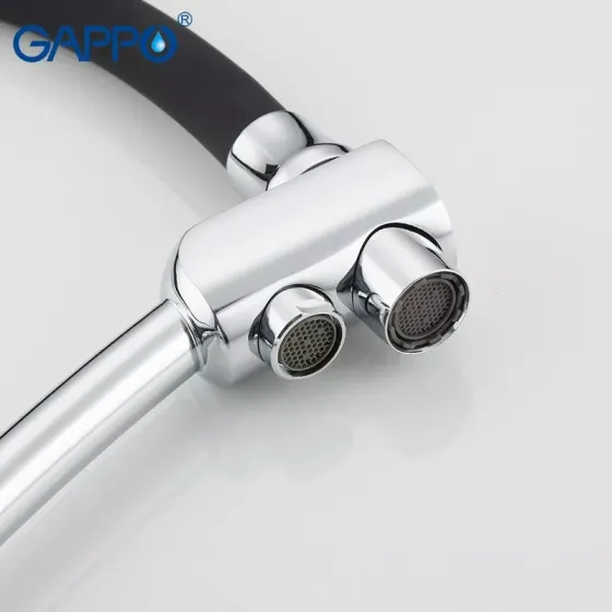 Змішувач для кухні на дві води GAPPO G4398-11 з гнучким виливом, чорний/хром Київ