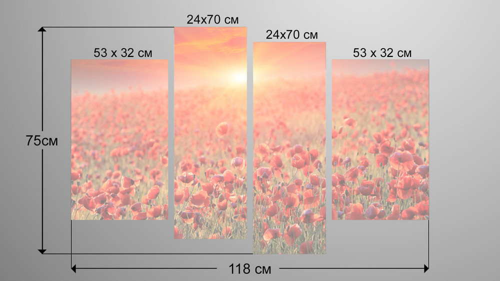 Модульна картина Маки в Полі Art-48_4 Київ - фото 3