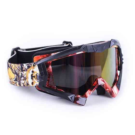 Мотоокуляри (скло хамелеон) без носа V009 акрил затемнене тактичні чорні, оправа з принтом Мукачево