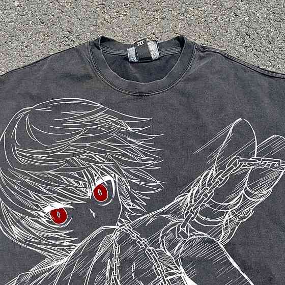 Футболка чоловіча з принтом аніме Мисливець × Мисливець Курапіка Емперор Тіме оверсайз (S/M/L) Черний Дніпро