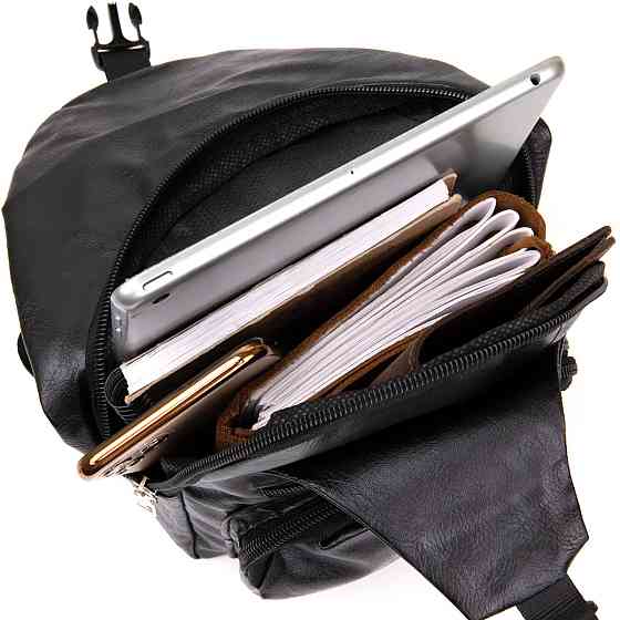 Сумка крос боді з емблемою зі шкірозамінника Vintage 20568 Чорна Київ