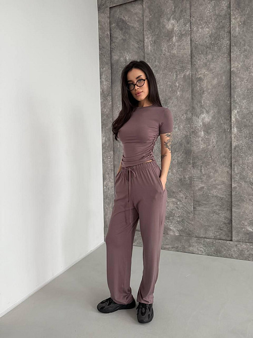 Жіночий базовий прогулянковий костюм-двійка: футболка та штани натуральна віскоза Моко, 42/44 Одеса - фото 8