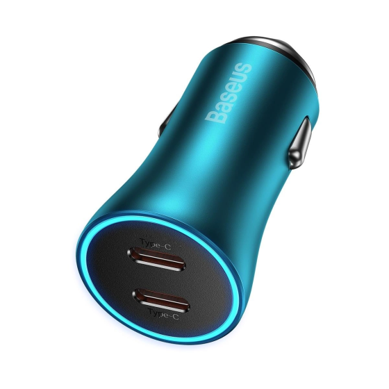 Автомобильное зарядное устройство Baseus Golden Contactor Pro Dual Fast Charger Car Charger C+C 40W Blue Одесса