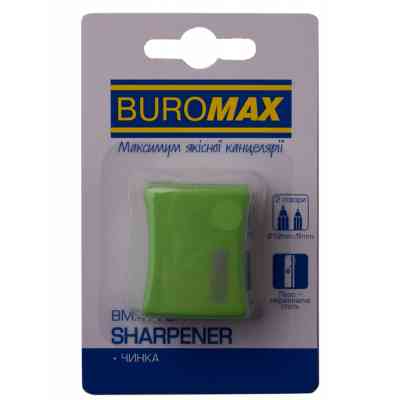 Точилка Buromax ALFA, RUBBER TOUCH с контейнером 2 отверстия (BM.4778-1) Винница