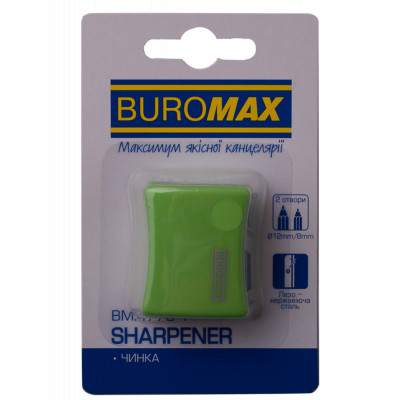 Точилка Buromax ALFA, RUBBER TOUCH с контейнером 2 отверстия (BM.4778-1) Винница - изображение 1