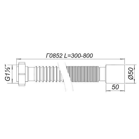 Трубка пластикова гофрована Г0852 40х50 L=800 мм гайка пластик SOLOPLAST (000027829) Київ