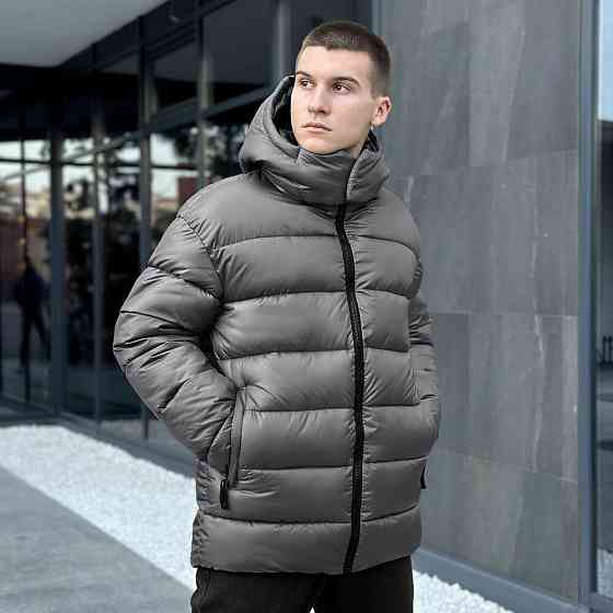 Чоловіча зимова куртка Пуховик Pobedov Snowfall Тепла з капюшоном зима темно-сіра Одеса
