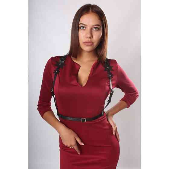 Портупея із зірочками Star Candy Hero, з екошкіри, чорна, One Size Sex Aura Київ