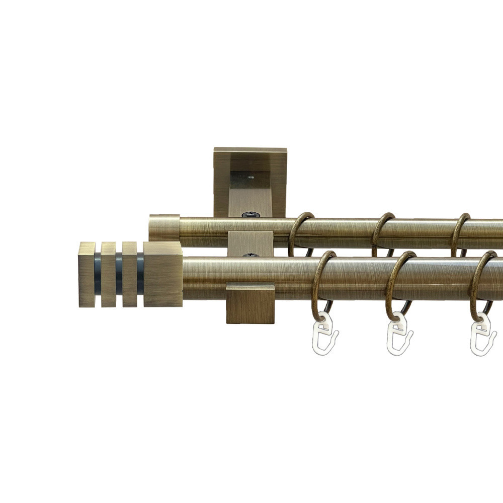 Карниз Orvit Акорда металевий дворядний техно гладка труба кільце металеве Антик 25\19 мм 200 см (00-00025937) Львов - изображение 1