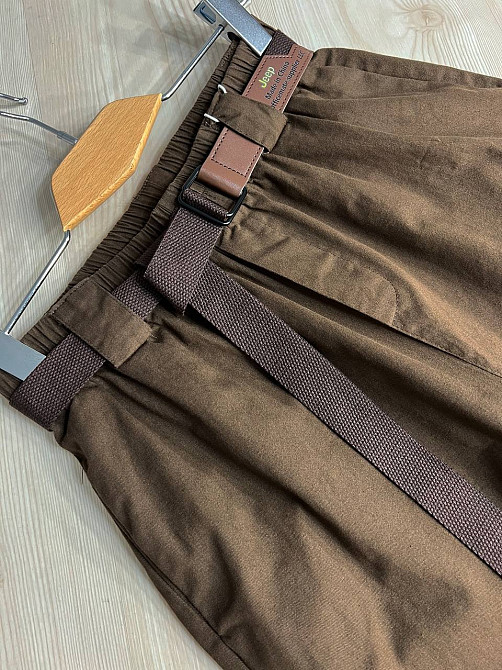 Брюки женские A-N 712 МОМ jeans широкие бананы облегченный тонкий коттон с ремнем коричневые, коричн Одесса - изображение 3