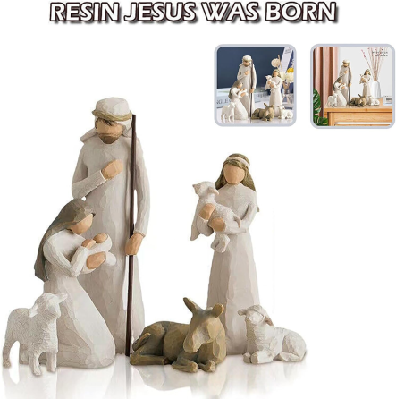 Рождественский вертеп Born Scene 10 фигурок из смолы и дерева, Святое Семейство, декор под елку для дома и офиса Киев