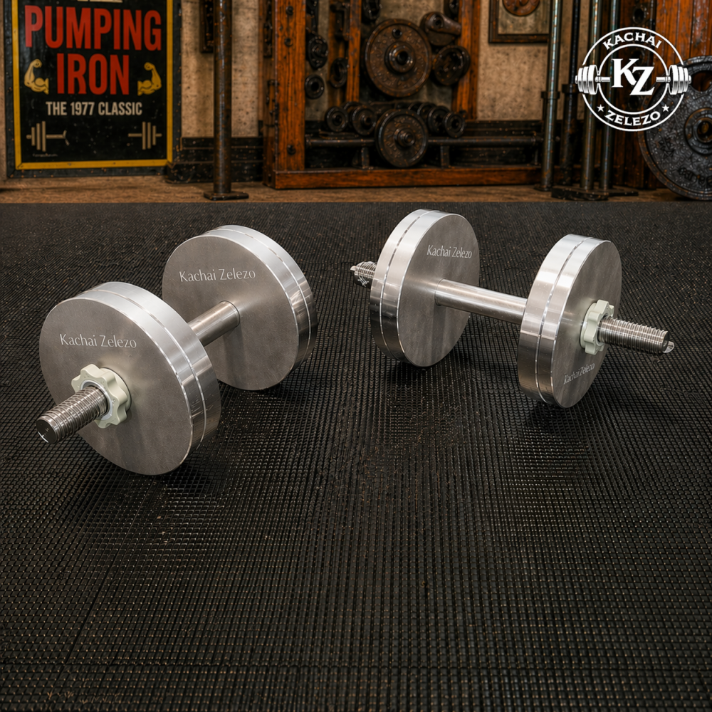 Гантелі набірні 2 по 14 кг металеві без покриття Kachai Zelezo Iron Pro Київ - фото 10
