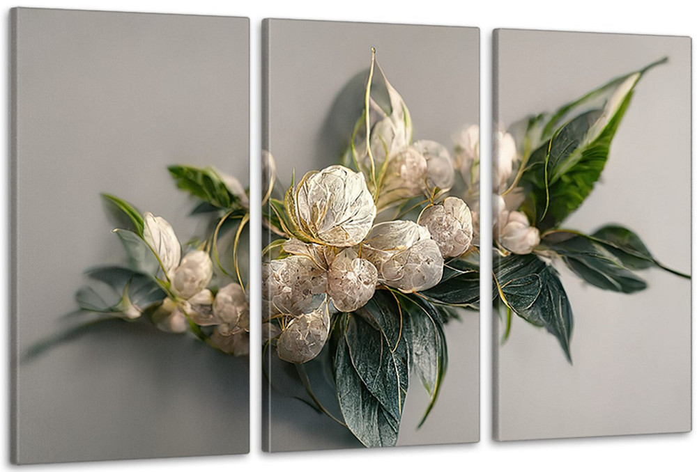 Модульна картина у вітальню/ спальню  Білі  квіти      ART-155_3A Київ - фото 1