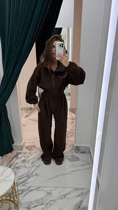 Женский теплый повседневный комбинезон из флиса Шоколадный, 48/50 Одесса - изображение 4